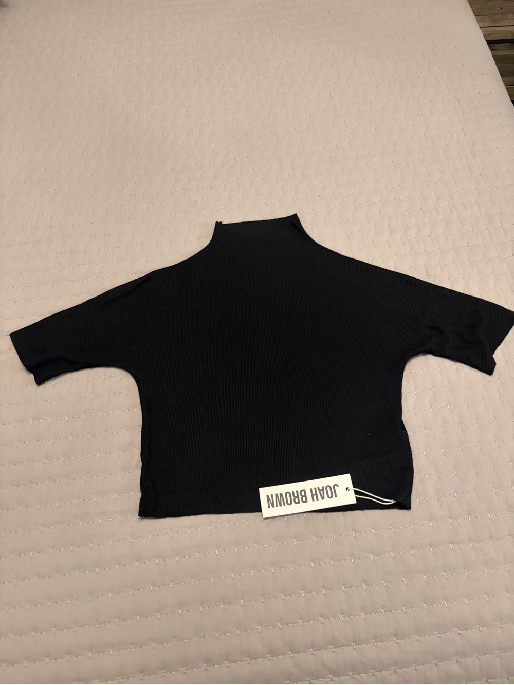 Joah Brown Black Cropped Ribbed Mock Neck Top